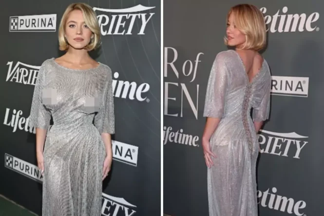 Ünlü oyuncu, altına sutyen giymediği elbisesi ile büyüledi